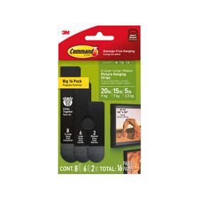 Tiras para colgar cuadros Rocky 16 pares negro