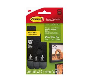 Tiras para colgar cuadros Rocky 16 pares negro