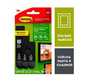 Tiras para colgar cuadros Rocky 16 pares negro