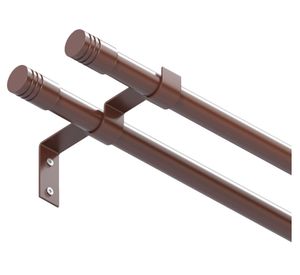 Barra Doble para cortinas metal 200x7 cm café