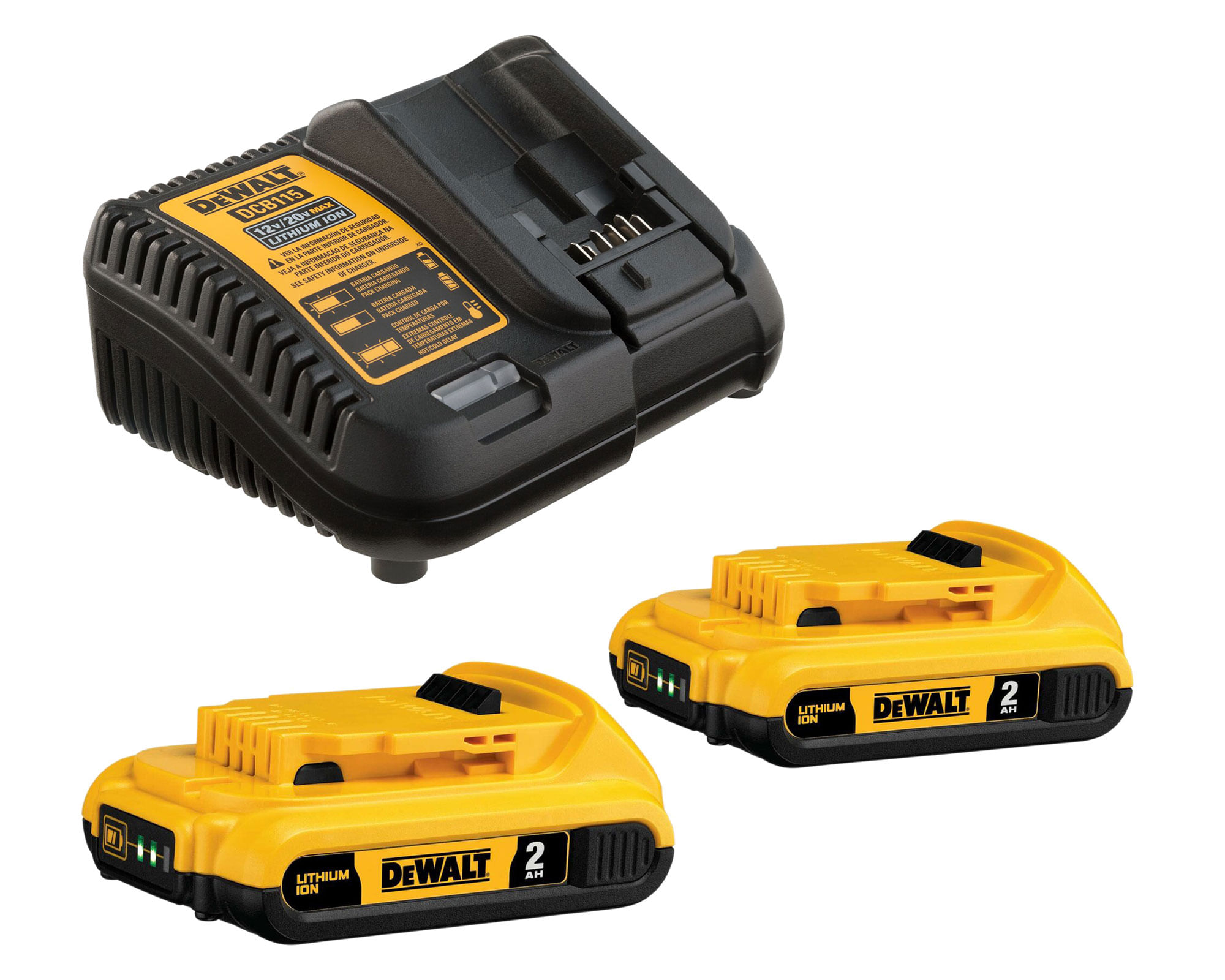 Batería 2 Ah 2 DCB203C2 B2 2 unidades + cargador Dewalt