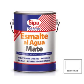 Esmalte al agua 1 galón blanco mate Sipa