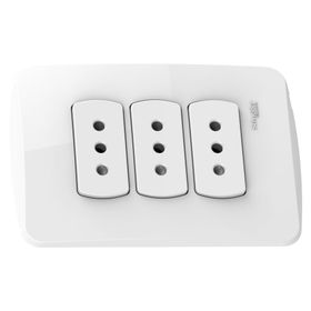 Placa armada tomacorriente triple 2P+T 10A Miluz blanco Schneider