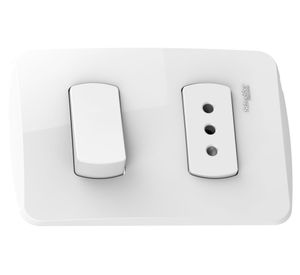 Placa armada interruptor + tomacorriente 9/12 10A Miluz blanco Schneider