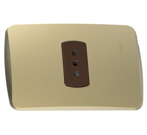 Placa armada tomacorriente simple 2P+T 10A Miluz dorado Schneider