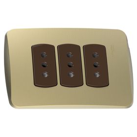 Placa armada tomacorriente triple 2P+T 10A Miluz dorado Schneider