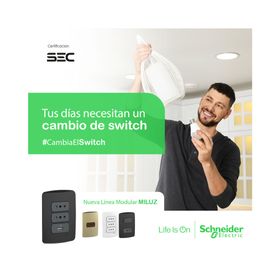 Placa armada tomacorriente triple 2P+T 10A Miluz dorado Schneider