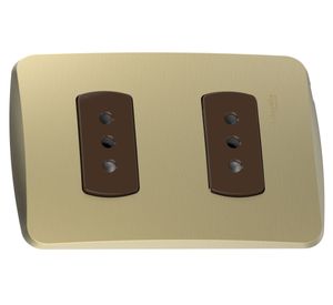Placa armada tomacorriente doble 2P+T 10A Miluz dorado Schneider