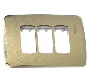 Placa 3 Módulos Miluz metal dorado Schneider