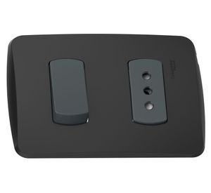 Placa armada interruptor + tomacorriente 9/12 10A Miluz gris Schneider