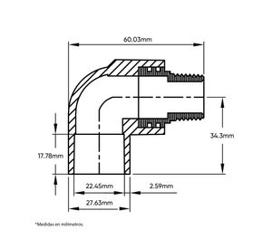 Codo 90° CPVC 1/2'' SO -HE con derivación Vinilit