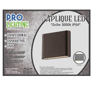 Aplique LED 5W 2L luz cálida negro Pro-Lighting