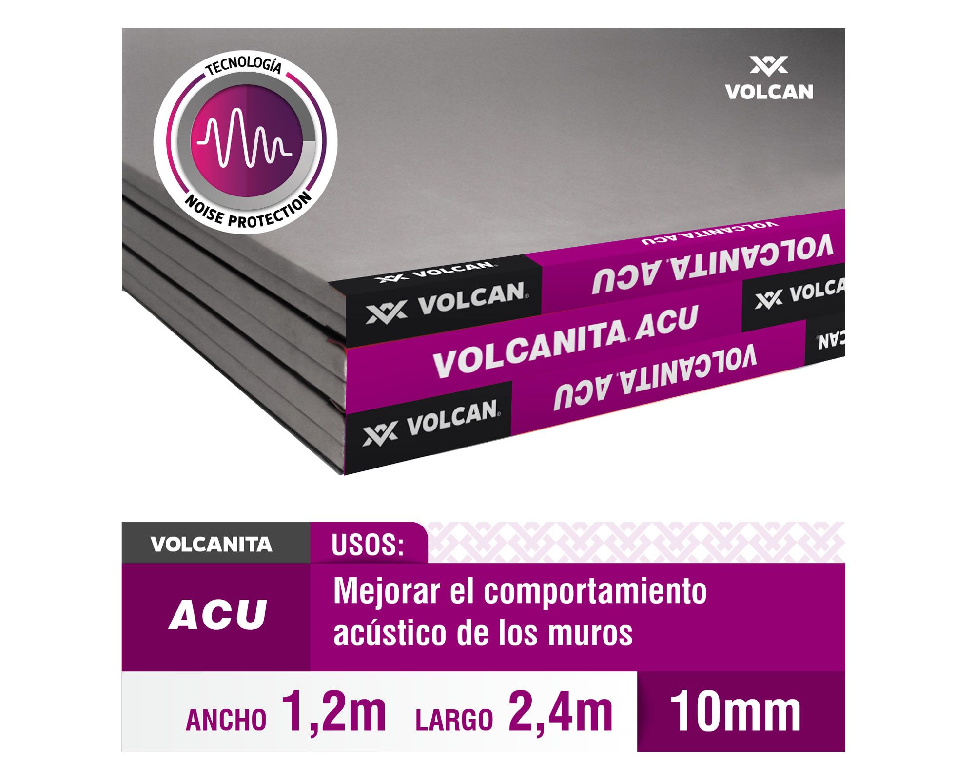 Volcanita Acu BR 1.2x2.4 m 10 mm
