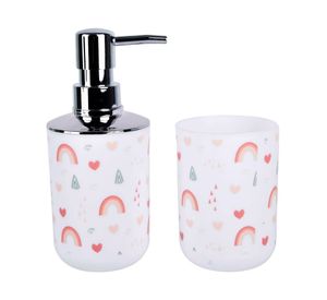 Accesorios baño rosa/blanco 2 piezas