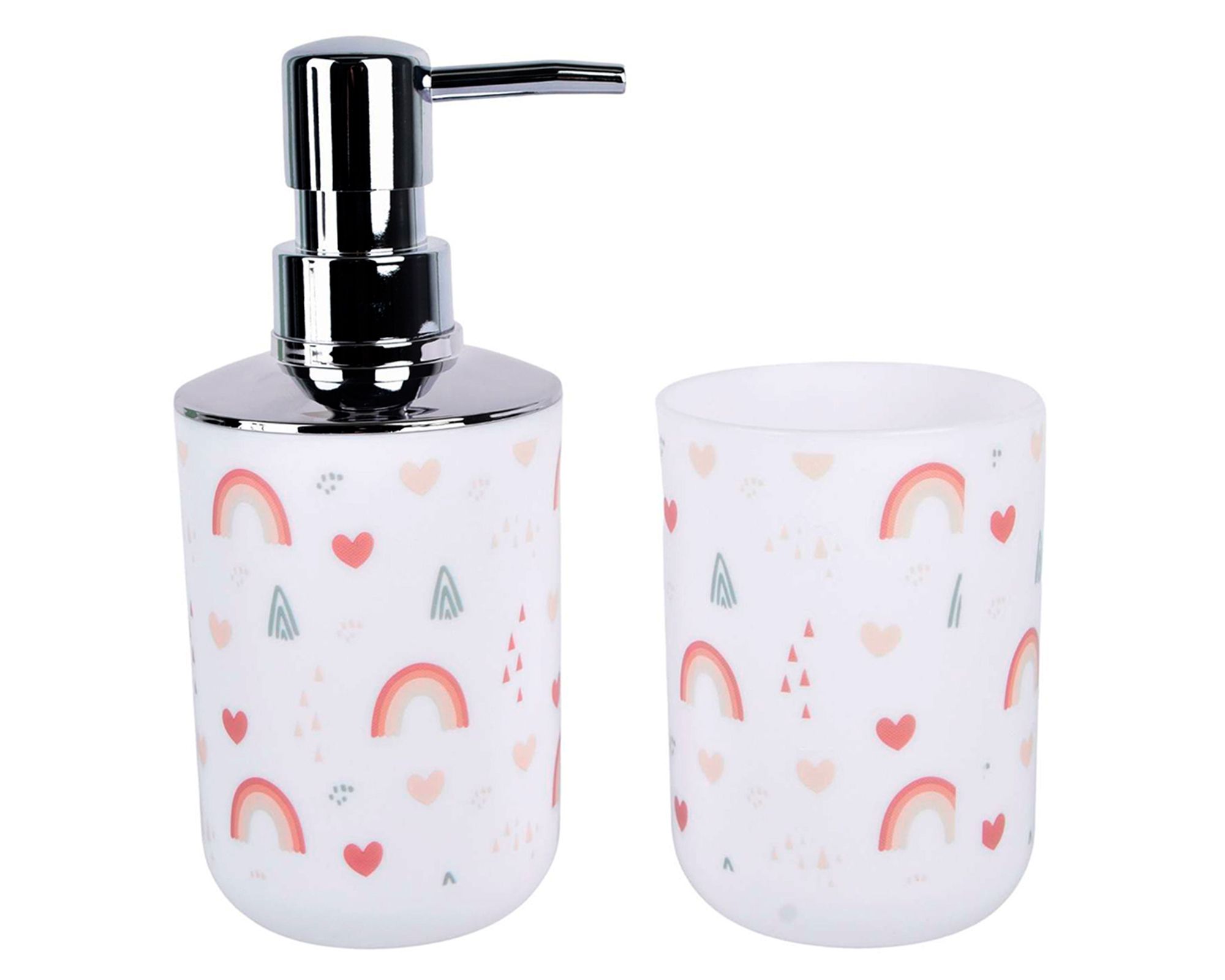 Accesorios baño rosa/blanco 2 piezas