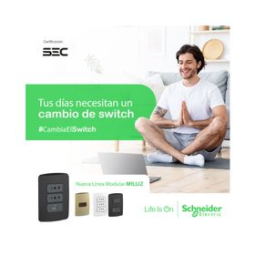 Placa armada tomacorriente doble 2P+T 10A Miluz gris Schneider