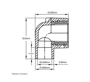 Codo 90° CPVC 1/2'' SO -HI con derivación Vinilit
