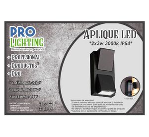 Aplique LED 2L luz cálida negro Pro-Lighting