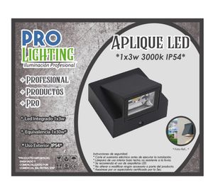 Aplique LED 1L luz cálida negro Pro-Lighting