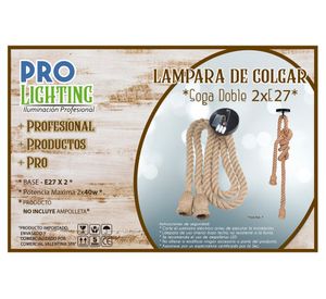 Portalámpara 2 luces E27 Soga doble café