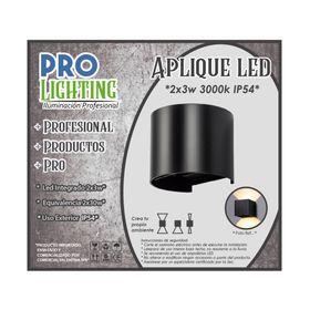 Aplique LED 6W luz cálida GRCU 2x3W negro