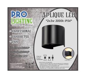 Aplique LED 6W luz cálida GRCU 2x3W negro