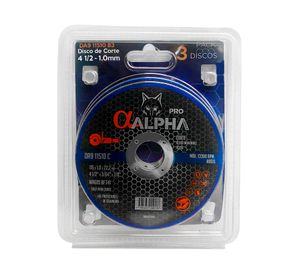 Disco corte acero 4.5x1.0 1 mm 3 unidades Alpha Pro