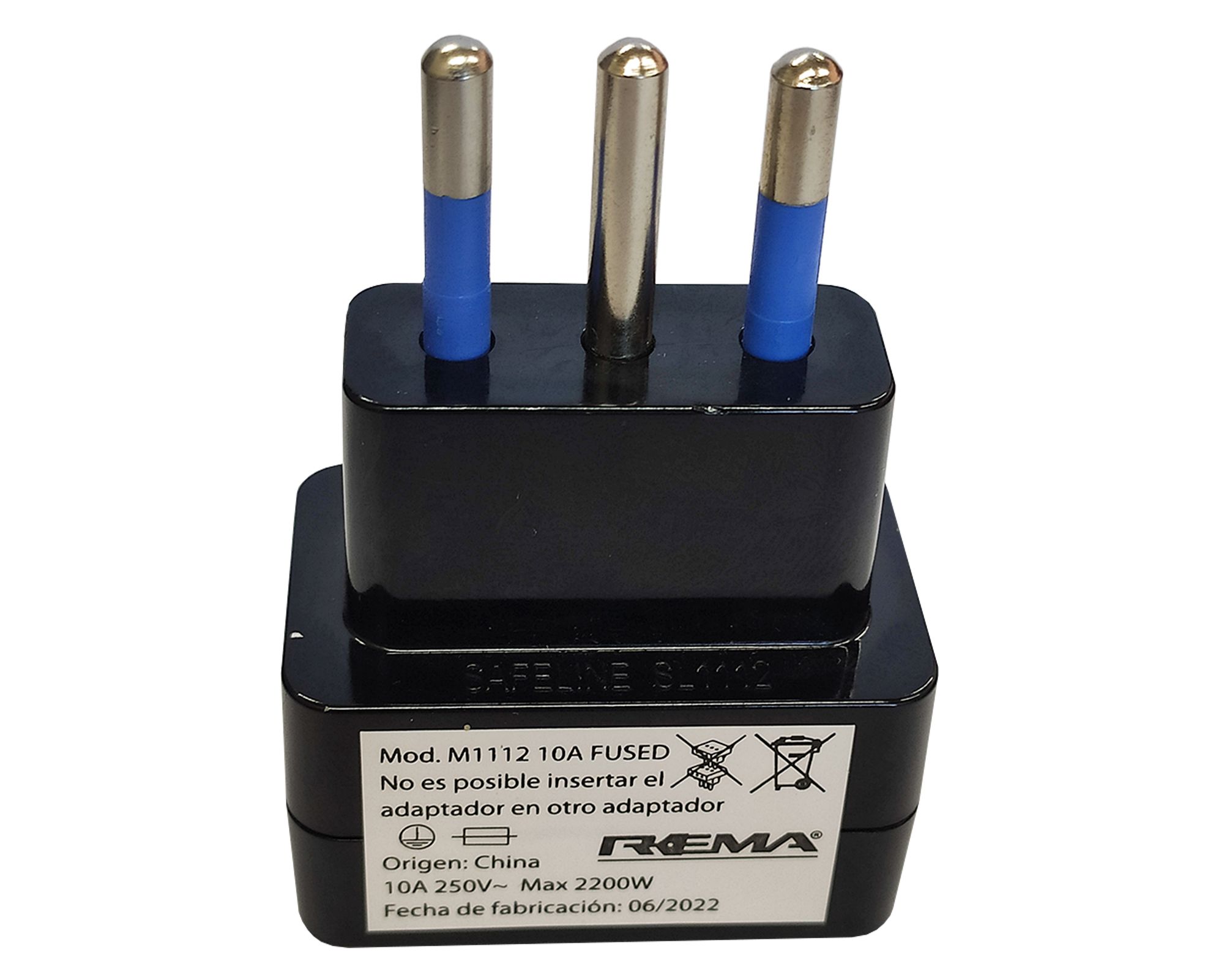 Adaptador con protección 10-16A 93PTON1112 negro Rema