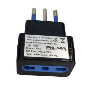 Adaptador con protección 10-16A 93PTON1112 negro Rema