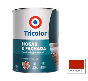 Esmalte al agua 900 ml hogar y fachada Rojo Colonial satinado