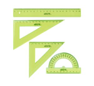 Set 4 reglas verde translúcido