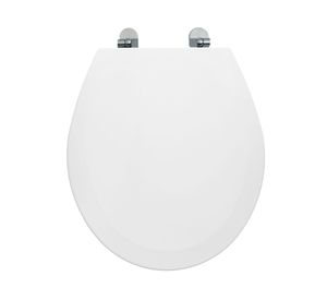 Asiento WC redondo blanco bisagras cromadas
