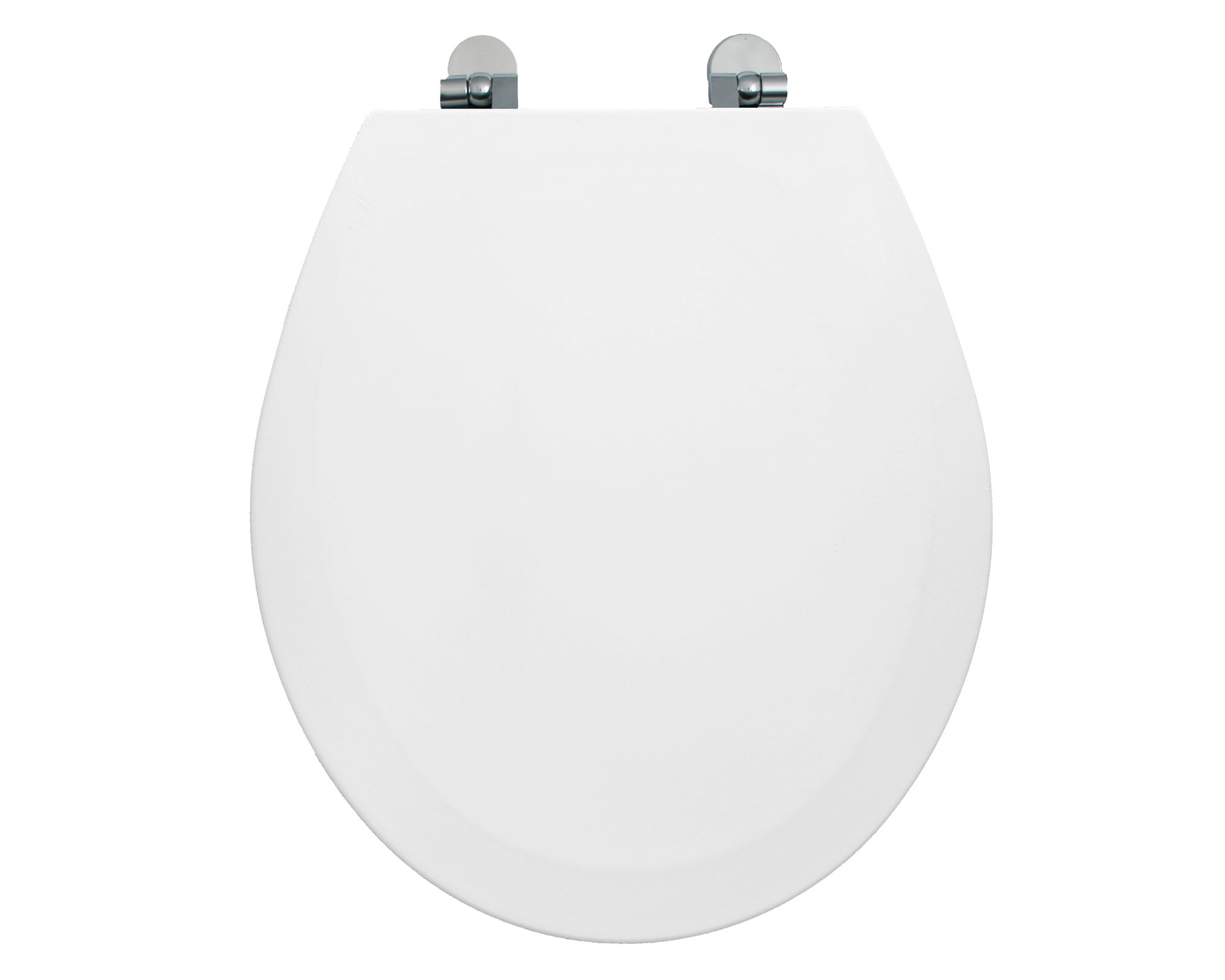 Asiento WC redondo blanco bisagras cromadas