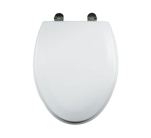 Asiento WC elongado blanco bisagras cromadas