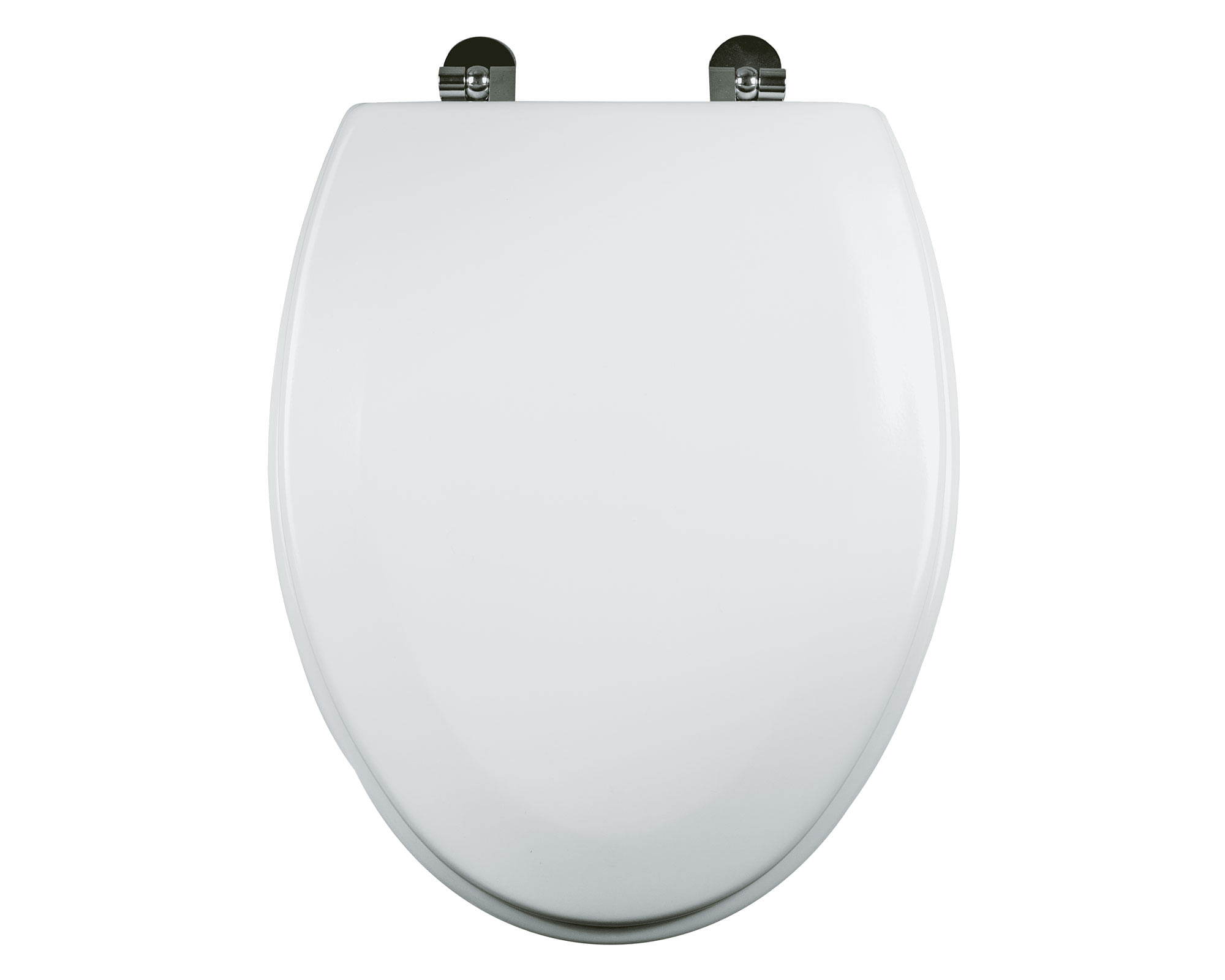 Asiento WC elongado blanco bisagras cromadas