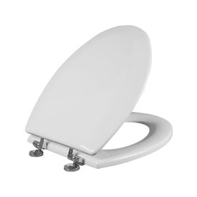 Asiento WC elongado blanco bisagras cromadas