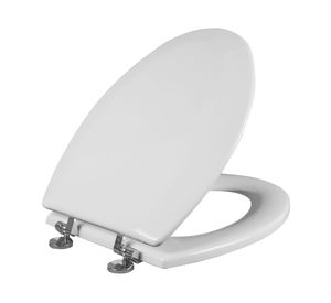 Asiento WC elongado blanco bisagras cromadas