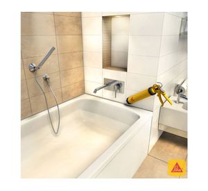 Sellador de silicona acetoxi 280 ml Sanisil transparente Sika