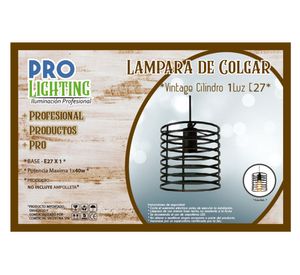 Lámpara colgar 1L E27 Vintage cilindro