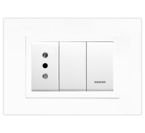 Enchufe doble 10A + Interruptor 9/12 Zen basic armado blanco