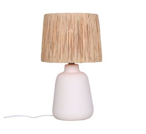 Lámpara mesa 1L E27 pantalla rafia