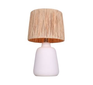 Lámpara mesa 1L E27 pantalla rafia