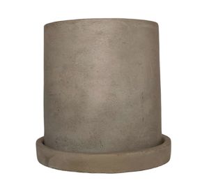 Macetero con plato Cilindro cemento 13x13x13 cm