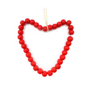 Colgante Corazón perla madera rojo