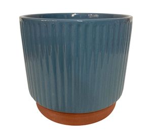 Macetero enlozado azul 20x18x18 cm