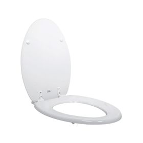 Asiento WC elongado madera blanco