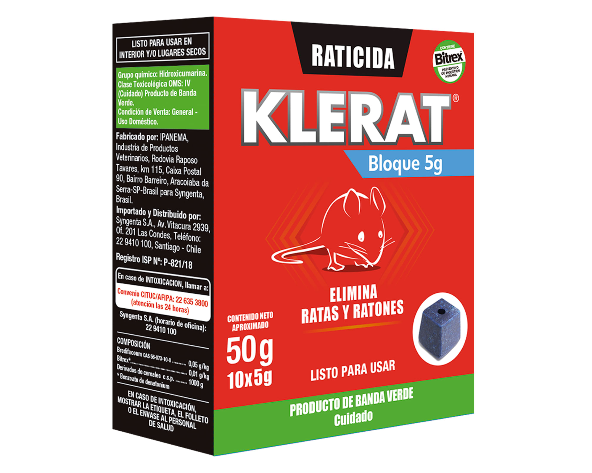 Raticida en Bloque 50g Klerat