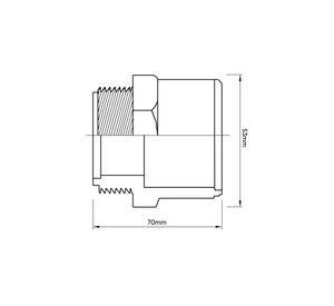 Terminal 40 mm x 11/4" HE presión celeste