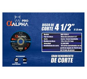 Disco de corte Extra fino 115x1.6x22.2 mm