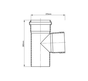 Tee Línea hidráulica sanitario 375x280x75 mm